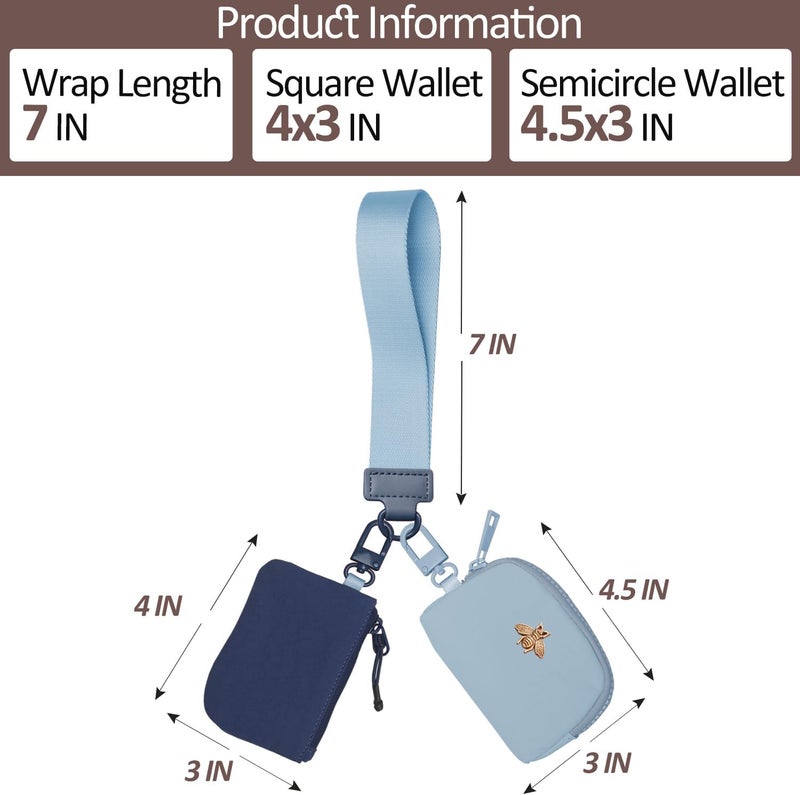 COOLANS Mini Wristlet Wallets Dual Pouch,Around Wristlet Handbag Wallet for Women Zip Cards Holder,Wristlet Bracelet Purse - Image 3
